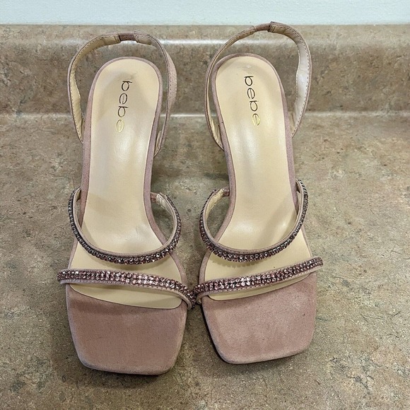Bebe Calliope Rhinestone Square Toe Stiletto Heels Pink Women’s Size 9.5 - Picture 3 of 12
